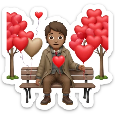 Homeless man with Valentine’s Day decor sticker