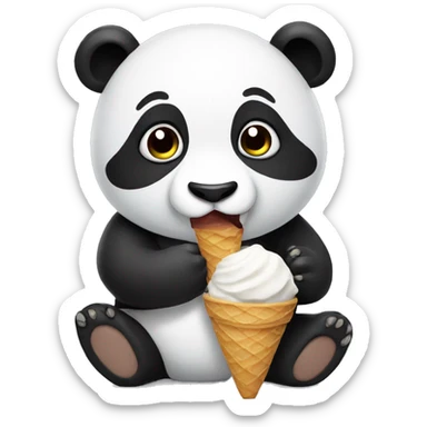 Panda eating ice cream sticker