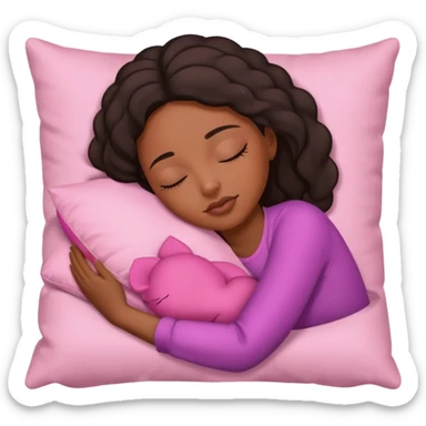 Black Woman sleeping on a pink pillow sticker
