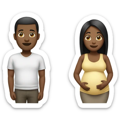 Black/Asian pregnant man sticker