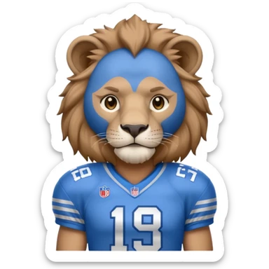 blue color lion wearing american football jersey sticker