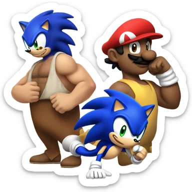 Buff sonic and mario sticker