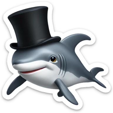 delfin with a top hat sticker