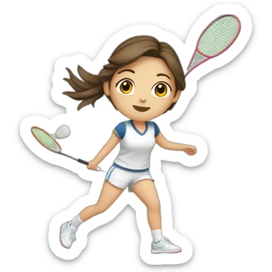 European girl with brown hair playing badminton sticker