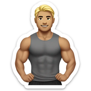 muscular asian personal trainer golden hair sticker