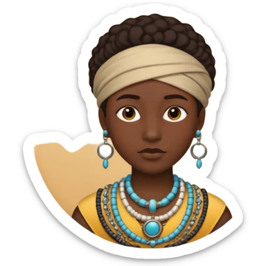 une personne de face avec des detail des accessoirs dans un rond  sticker