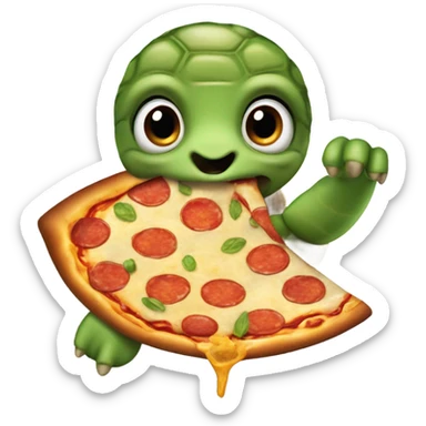 Turtle eating a pizza sticker