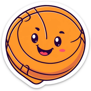 An adorable cartoon basketball with a happy face and rosy cheeks sticker