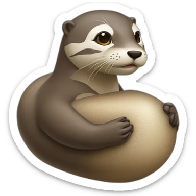 Maquron qui caresse une loutre sticker