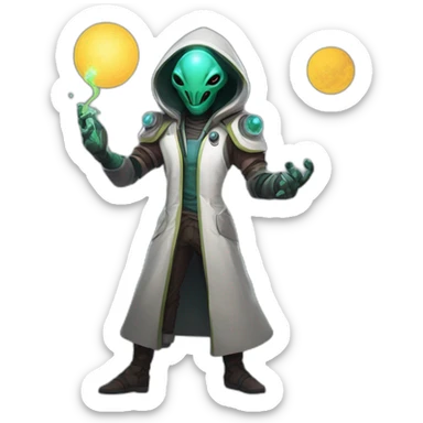 alien doctor scifi roguelike rpg style inspired by slay thee spire sticker