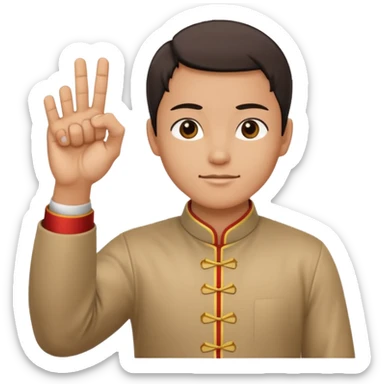 Traditional Chinese greeting gesture: right fist in left palm sticker