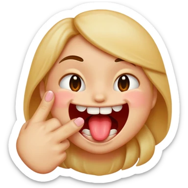 emoji biting its finger to flirt sticker