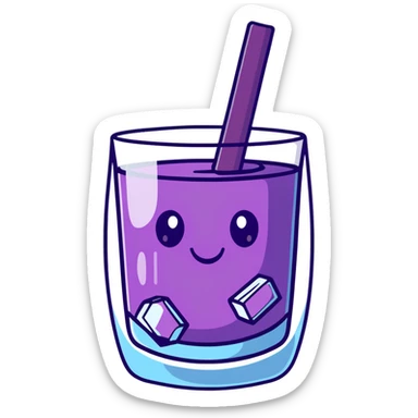 glass of grape koolaid with ice cubes sticker