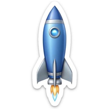 a blue and grey rocket  sticker