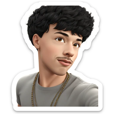 male with short black hair sticker
