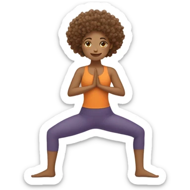 Curly hair tan girl doing yoga ￼ sticker