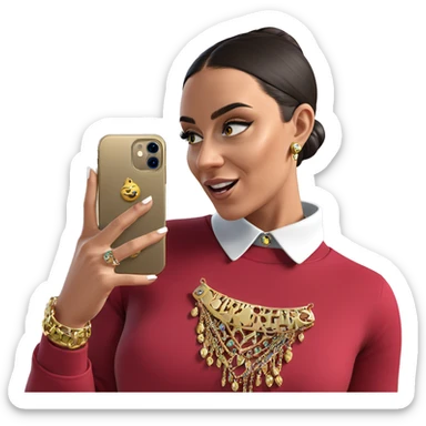 girl with phone and jewelry sticker