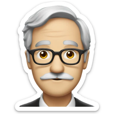 professor flitwick with black long straight hair, a mustache and glasses sticker