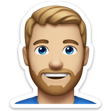 A 27 year old, White man, with short brown hair, with stubble facial hair,   with blue eyes wearing a t-shirt. sticker