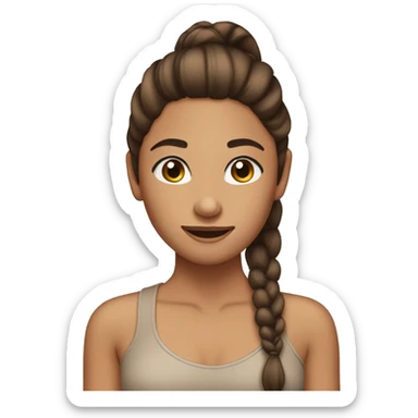 Tan girl with long brown hair in ponytail and eyelashes  sticker