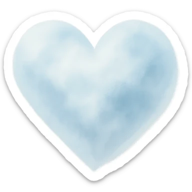 heart with a delicate sky blue mist, no background sticker