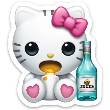 Hello kitty Crying sad tears with tequila hello kitty sticker
