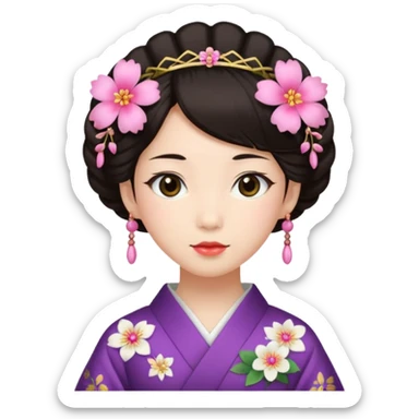 Japanese Princess with floral hairpin sticker