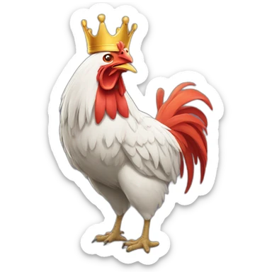howling rooster with a crown on its head sticker