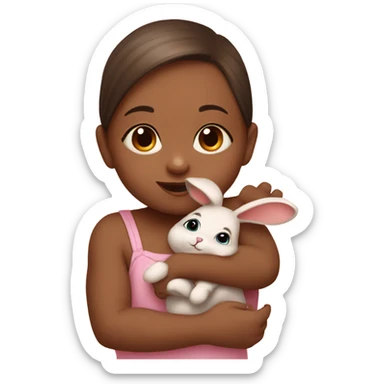 Baby girl with cute brown bunny sticker