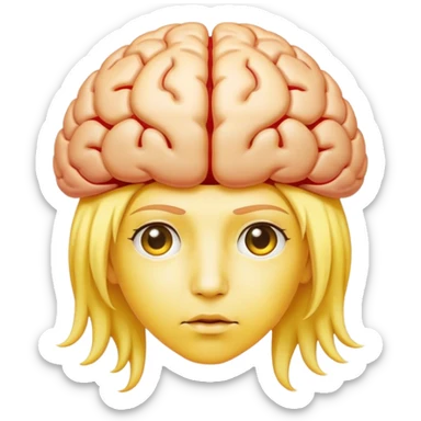 Standard emoji of a person with hair that looks like a brain and yellow skin sticker