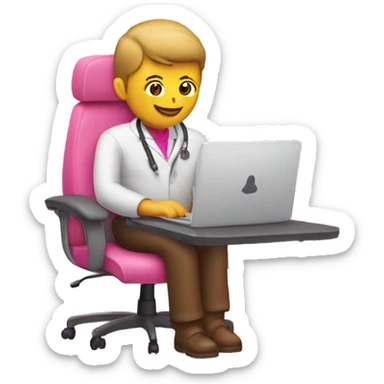 automotive service advisor sitting at pink computer  sticker