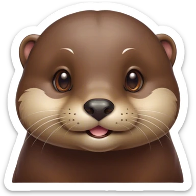 Cinematic Cute Otter Portrait Emoji, Head tilted playfully and inquisitively, featuring a glossy, streamlined brown Fur with a cute, twitching nose and round, sparkling eyes filled with curiosity, Simplified yet irresistibly adorable features, highly detailed, glowing with a warm, friendly glow, high shine, affectionate and sprightly, stylized with a touch of aquatic whimsy, bright and endearing, soft glowing outline, capturing the essence of a mischievous yet loving otter, so playful it feels like it could splash out of the screen and into your arms! sticker