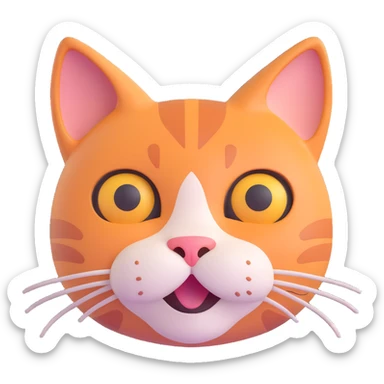 cute and trendy emote of a cat face with a human body, playful pose, clear background sticker