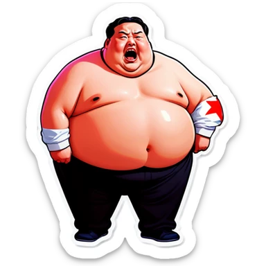 very obese scary korean man sticker
