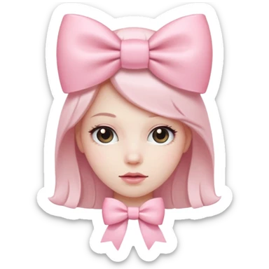 laughing emoji with a very pretty pale pale pink bow sticker