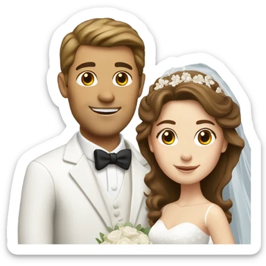 White Bride and groom with brown hair  sticker