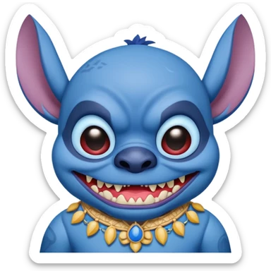 Stitch from Lilo & Stitch with an evil expression and Filipino cultural elements sticker