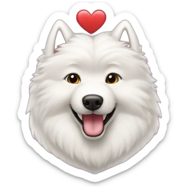 Samoyed with heart sticker