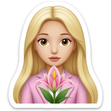 light pink lilium with a girl with blond long hair and latina make up  sticker