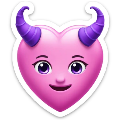 lovely pink heart with purple horns sticker
