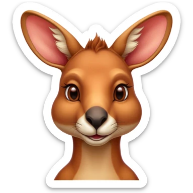 Cinematic Noble Adult Red Kangaroo Portrait Emoji, Poised and regal, with a robust, muscular build, tawny reddish fur, and a distinctive red kangaroo-shaped head featuring a slightly elongated snout, prominent ears, and keen, observant eyes, Simplified yet sharp and sophisticated features, highly detailed, glowing with a warm, sunlit glow, high shine, intelligent and commanding, stylized with an air of outback authority, focused and vigilant, soft glowing outline, capturing the essence of a watchful guardian that seems ready to bound out of the screen with effortless power! sticker