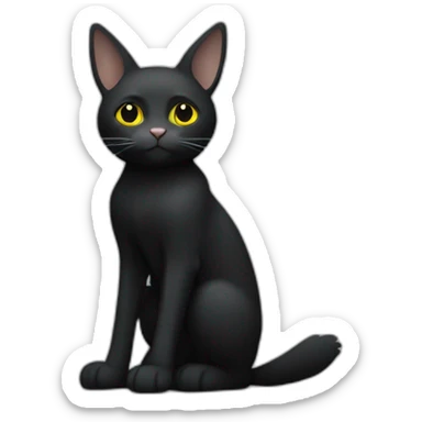 chat noir assis a côté d'un lapin gris  sticker