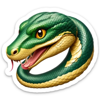 Cinematic Noble Anaconda Portrait Emoji, Poised and imposing, with a massive, sinuous build draped in intricately patterned scales and piercing, focused eyes, Simplified yet sharp and sophisticated features, highly detailed, glowing with a soft, earthy glow, high shine, intelligent and formidable, stylized with an air of primal elegance, focused and mysterious, soft glowing outline, capturing the essence of a watchful jungle guardian that feels as though it could coil out of the screen with effortless authority! sticker