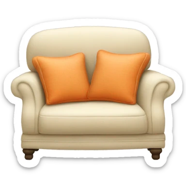 Inviting loveseat comfy pillows cream orange sticker