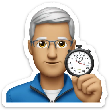 Cross country coach holding a stopwatch  sticker