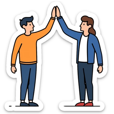 Team achievement, people high-fiving sticker