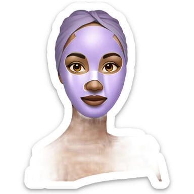 Lady with pastel Purple face mask spa beauty full face relaxing sticker