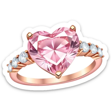 Diamond ring light pink heart sticker