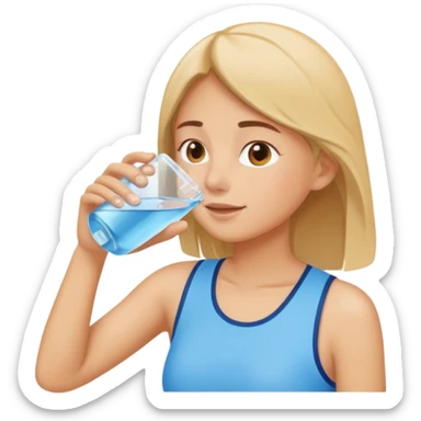 Emoji of a person drinking water, healthy and refreshing feeling, simple flat emoji style, bright colors, clean lines, no text, transparent background. sticker