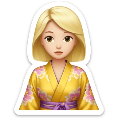 Blonde in yellow silk kimono sticker